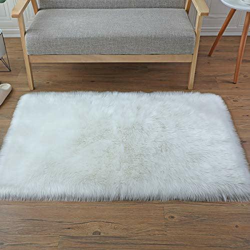 YIHAIC Faux Fur Rug Soft Fluffy Rug, Shaggy Rugs Faux Sheepskin Rugs Floor Carpet for Bedrooms Living Room Kids Rooms Decor (white, 75Ã120cm) 2