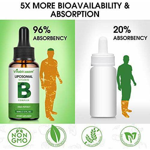 Liposomal Vitamin B-Complex Liquid MAX Absorption Contains Vitamins B1 B2 B3 B5 B6 B12 Biotin and Folate Immune System & Energy 60ML (1 Pack) 4