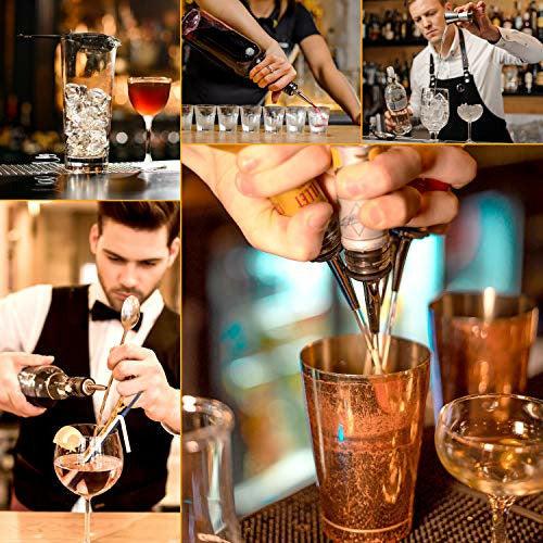 RATEL Cocktail Making Set, 9 Pcs Stainless Steel Cocktail shakers Set Professional Bar Accessory Tool Party Essential Cocktail Mixing Kit Including 750ml Cocktail Shakers, Strainer, Cocktail Book etc. 2