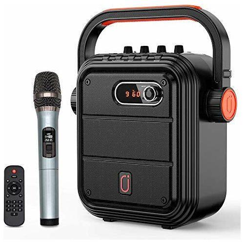 JYX Karaoke Machine with Wireless Microphone and Adjustable Shoulder Strap, Treble&Bass, Portable Bluetooth Speaker Support TWS, Radio, AUX In, REC, Perfect for Party/Festival/Meeting 0