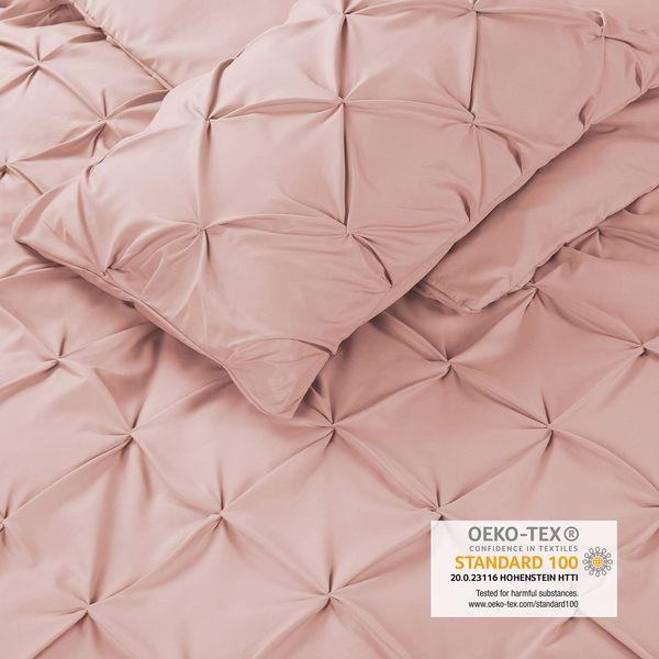 Blumtal® Luxury Duvet Cover Set Pinch Pleat, UltraSoft King Bedding with Beautiful Tucks, 230 x 220 & 50 x 75 cm (2x), Pintuck Bedding, Dusty Pink 2