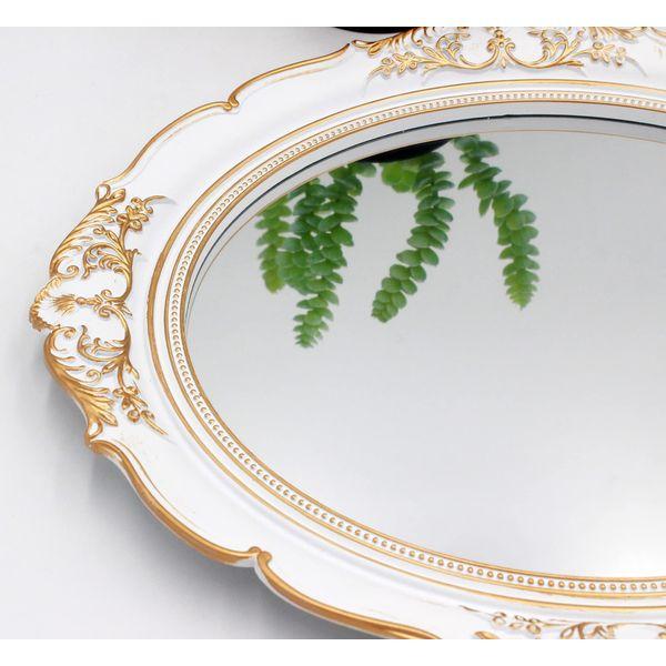 YCHMIR Decorative Mirror Vintage Mirror Hanging Mirror 37.6 x 33.3 cm Oval Mirror White Pack of 2 3