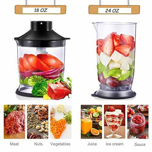 Yabano Hand Blender 800W, 5 in 1 Stick Blender, 12 Speed Immersion Blender Set with Food Chopper, Beaker, Electric Whisk, Stainless Steel Blade, for Smoothies, Soups, Sauces, Baby Food 4