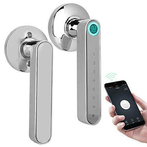 Smart Door Locks, Smart Biometric Fingerprint Door Lock, Keyless Bluetooth Door Lock, Home Security Password Door Lock with Fingerprint Door Handle, APP Control, for Home Security(Chrome) 0