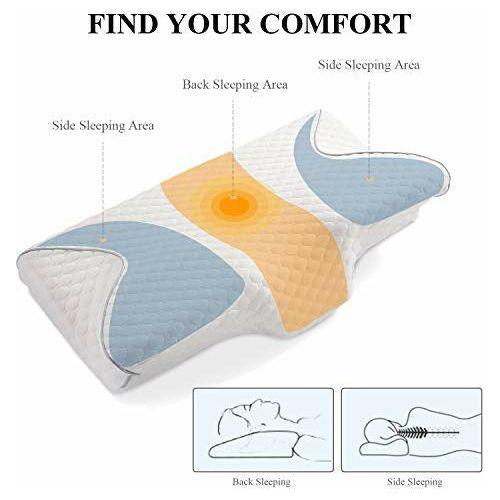 MARNUR Cervical Memory Foam Pillow Contoured Orthopedic Pillow Ergonomic Pillows for Neck Shoulder Back Support with 2 pcs Memory Foam to Adjust Hardness for Side/Back Stomach Sleepers 2