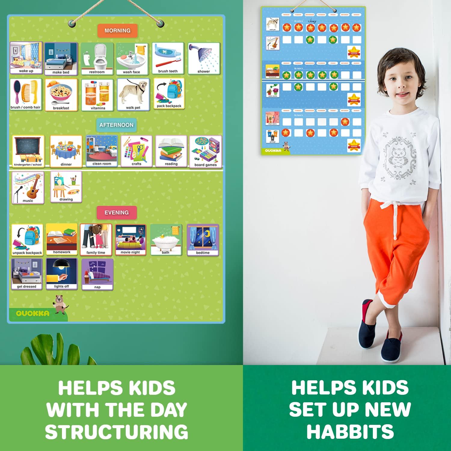 Quokka 145 Reward Behaviour Charts For Children - Visual Timetable For Autistic Children - Magnetic ADHD Tools - Routine Responsibility Board Autism Learning Materials 9