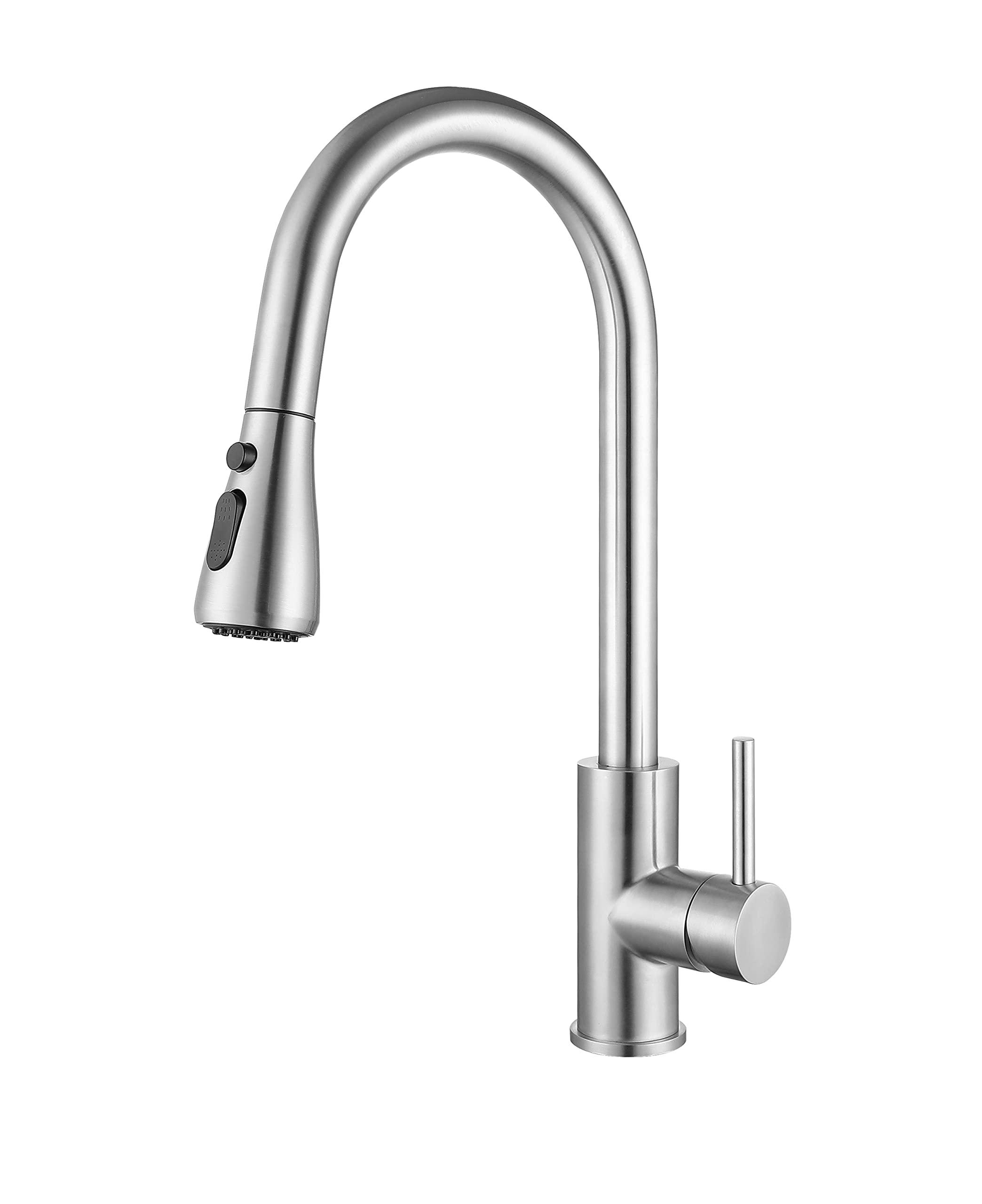 SADALAK Kitchen Tap,Pull Out Kitchen Sink Mixer Tap 360° Swivel Kitchen Faucet Lead-Free Stainless Steel Flexible Kitchen Sink Single Handle Tap with UK Standard Fittings