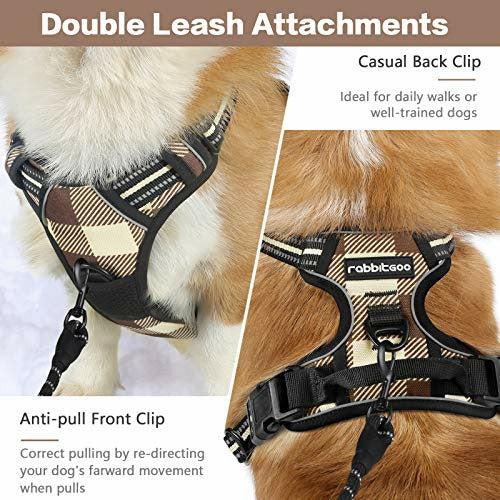 rabbitgoo Dog Harness No Pull, Adjustable Dog Walking Chest Harness with 2 Leash Clips, Comfort Padded Dog Vest Harness w/ Easy Handle, Reflective Front Body Harness for X-Large Breeds, Beige, XL 2