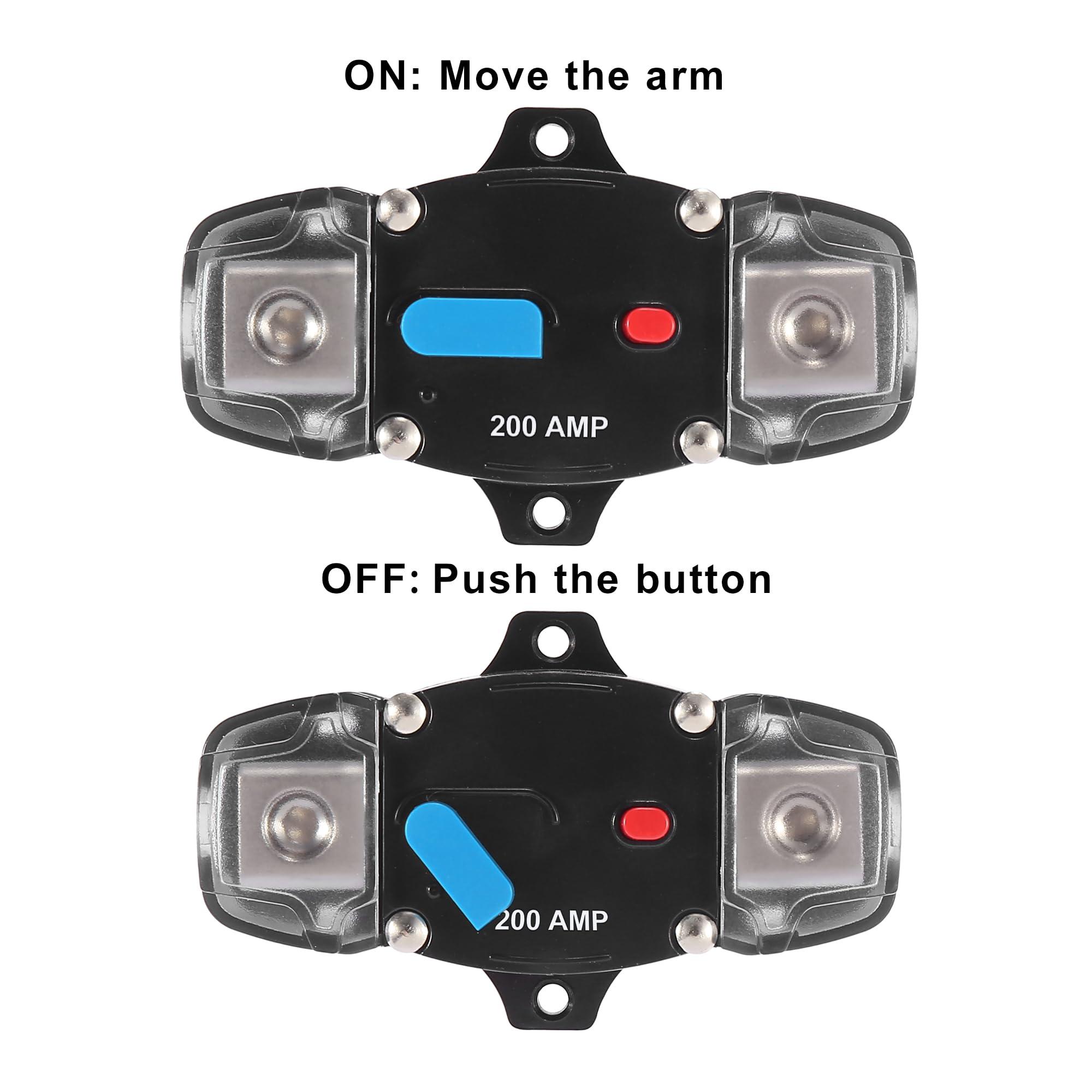 X AUTOHAUX DC 12-24V 200Amp Car Truck Circuit Breaker Audio Inline Fuse Holder 3