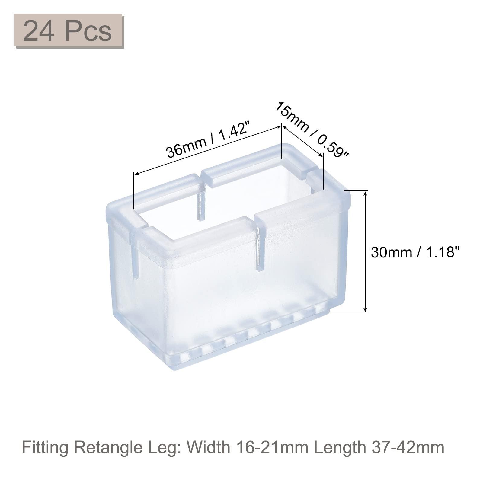 sourcing map Chair Leg Floor Protectors, 24Pcs Rectangle PVC Chair Leg Cover Caps for Hardwood Floors (Transparent, 15x36mm/ 0.59"x1.42") 1