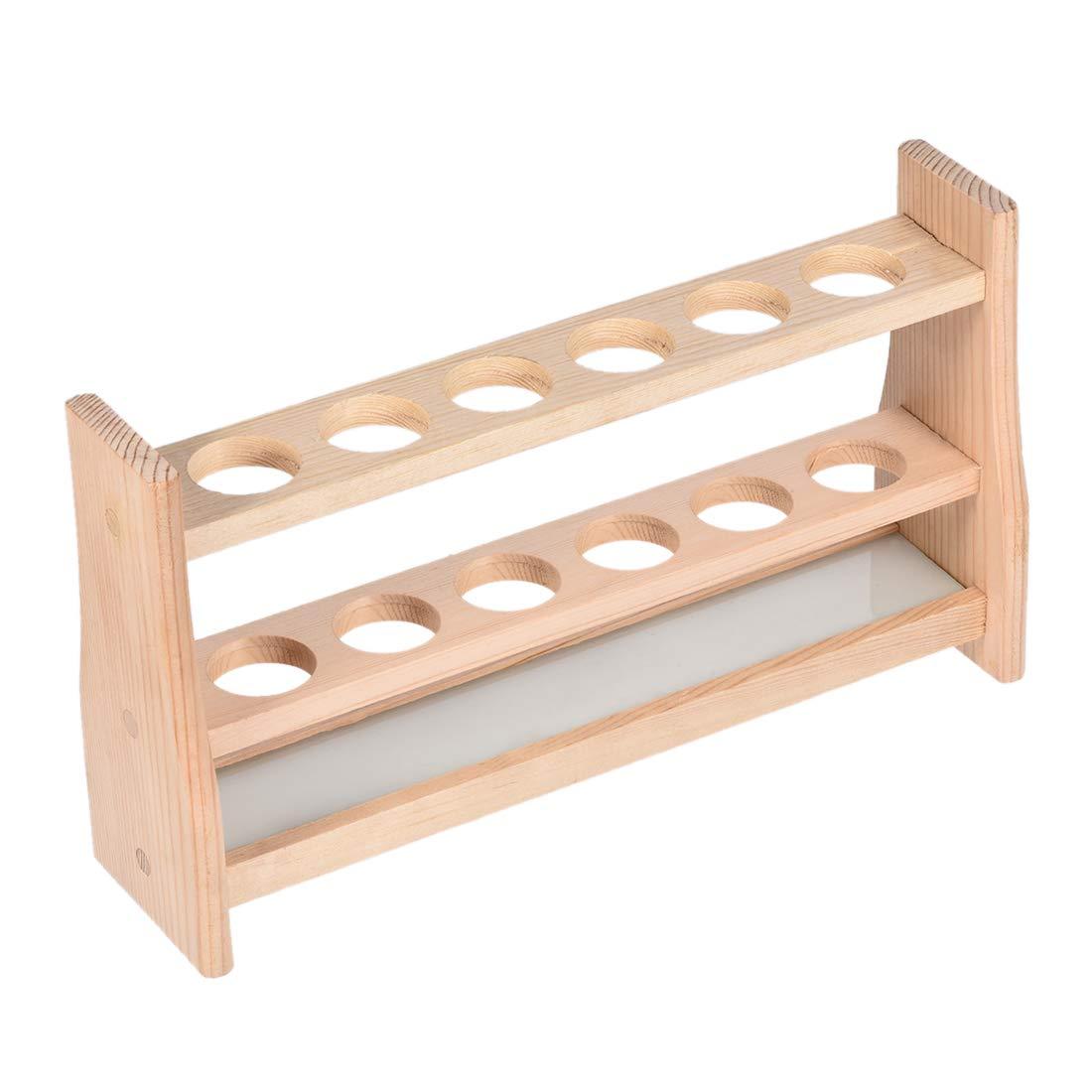 sourcing map Wooden Test Tube Holder Rack 6 Wells for 100ml Centrifuge Tubes