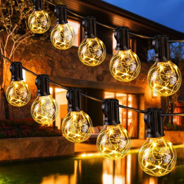 GlobaLink LED Outdoor String Lights, 17.7m/58ft G40 Garden String Lights, IP65 Waterproof 50+3 Bulbs Patio Lights, Outdoor Festoon Lights for Indoor Outdoor Garden Yard Home Wedding Party Decoration
