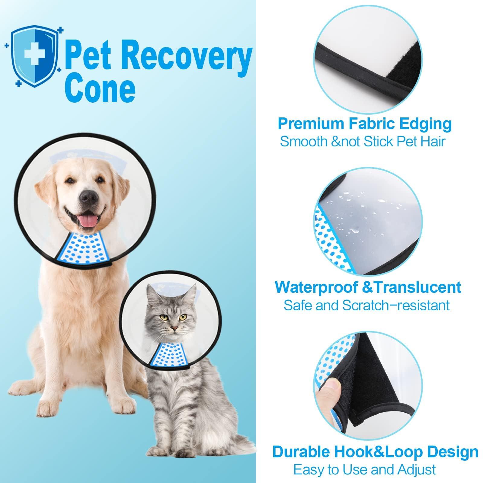 Supet Dog Cone Adjustable Pet Cone Pet Recovery Collar Comfy Pet Cone Collar Protective for After Surgery Anti-Bite Lick Wound Healing Safety Practical Plastic E-Collar for Dogs and Cats (Grey M) 2