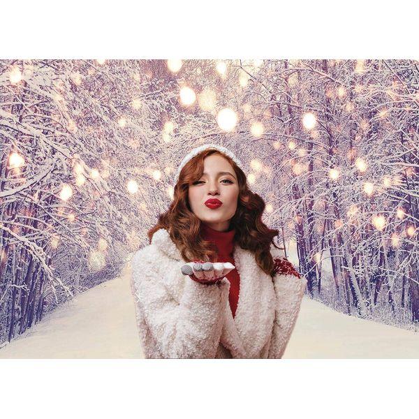 RUINI Outdoor Forest Snowfield Bokeh Spots Backdrop Dreamy Wonderland Sparkle Snowflake Tree Starry Glitter Dots Winter Christmas Party Decor Photo Booth Props (8x6FT) 1