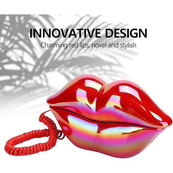 Creative novelty Red Lips Landline Phone Corded Phone,European Style Desktop Telephone for Home Office,Practical and Decorative,Great For Kids/Friends 2