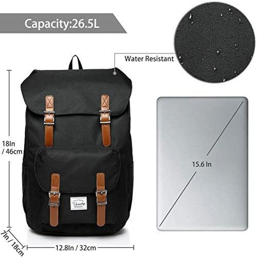 VASCHY Backpack for Men, Women Water Resistant Casual Lightweight School Work Outdoor Rucksack Fits 15.6 Inch Laptop Teens Bookbag (Black) 1