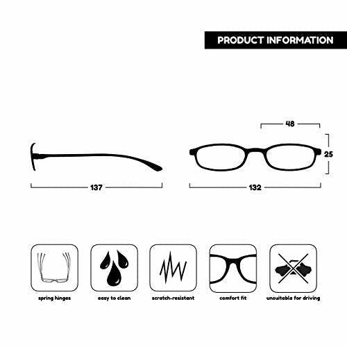 Opulize Fly 2 Pack Pocket Size Super Light Reading Glasses Matt Black Mens Womens RR67-1 +1.50 3