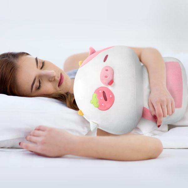 Mewaii 14'' Soft Strawberry Cow Pillows Mushroom Stuffed Animal Plush Plushie Squishy Toy - White 1