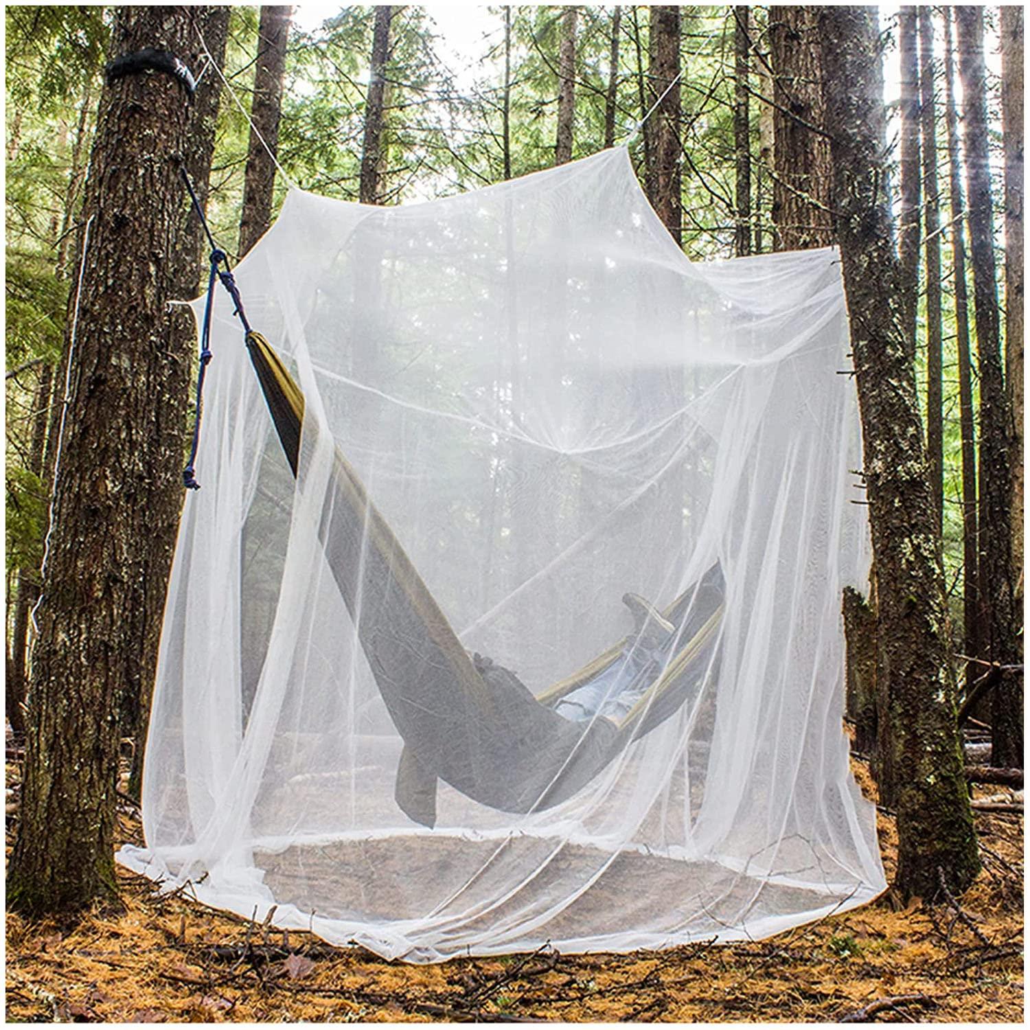 Outdoor Mosquito Net, 220x200x200cm White Mosquito Mesh Net for Double Bed Single Bed Folding Beds and Cots, Hanging Bed Mosquito Net for Travel and Home