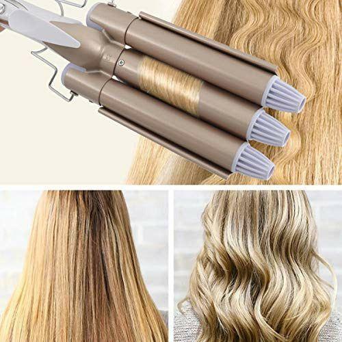 Aceshop Hair Curler 3 Barrel Curling Iron Wand 25MM Hair Wavers with Two Gear Adjustable Temperature Control Curling Wand Tongs Crimping Bubble Styling Tool Tourmaline Ceramic for Long Short Hair 4