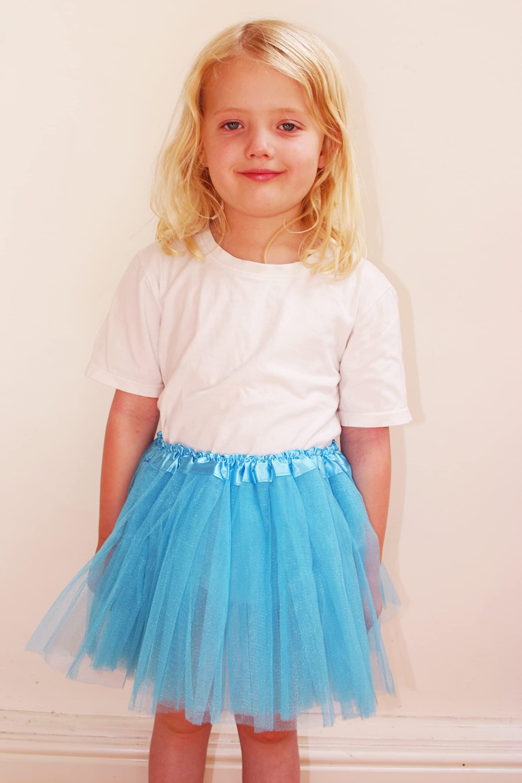 Fun Play fairy costume for girls - butterfly wings children tutu magic wand and hairband - butterfly disguises - angel wings for girls 3-8 years old - color aqua blue 1