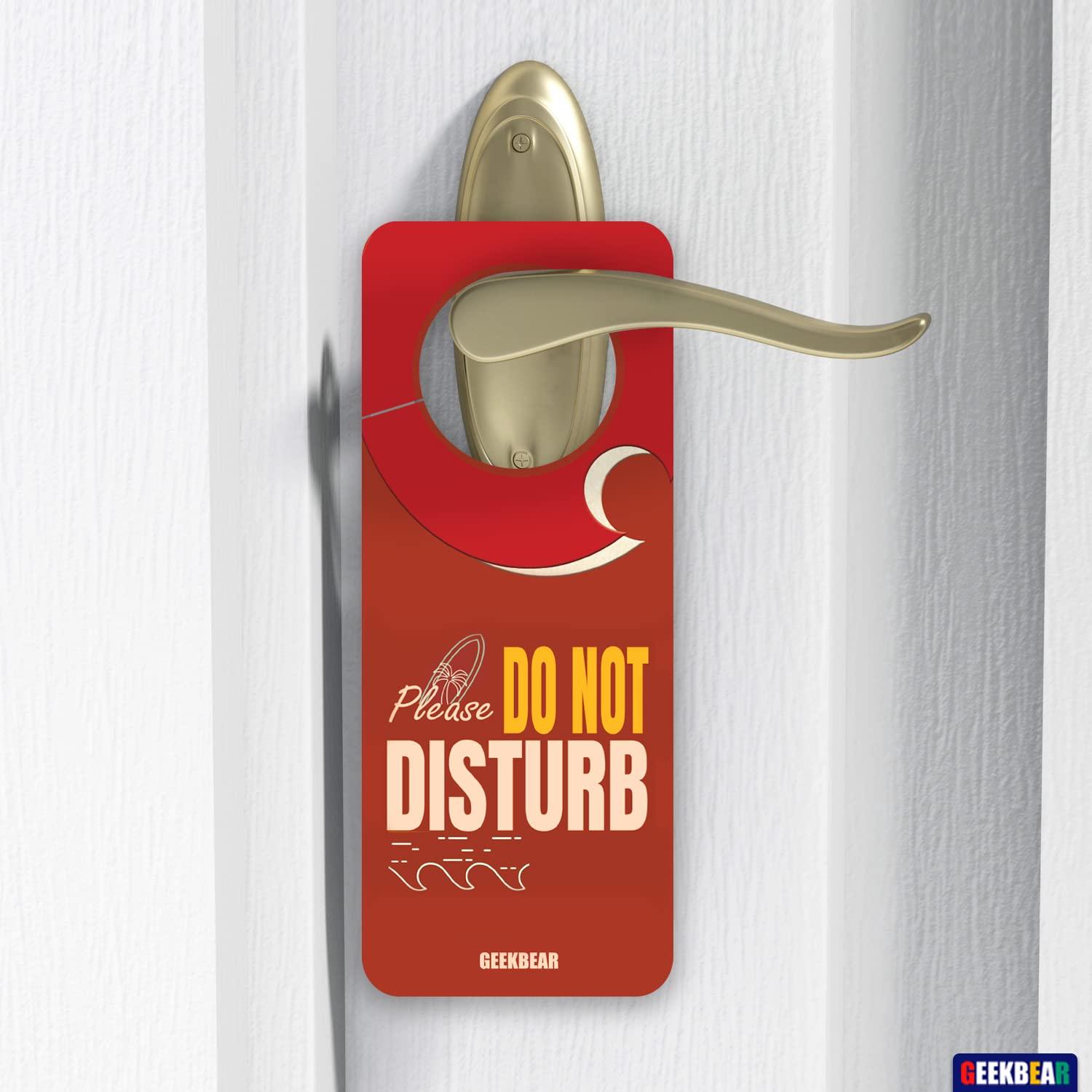 GEEKBEAR Do Not Disturb Door Hanger Sign (08. Beach Wave) - 2 Pack - Reversible and Double Sided Privacy Office Sign - Please Do Not Disturb on Front and Welcome Please Knock on Back Side 1