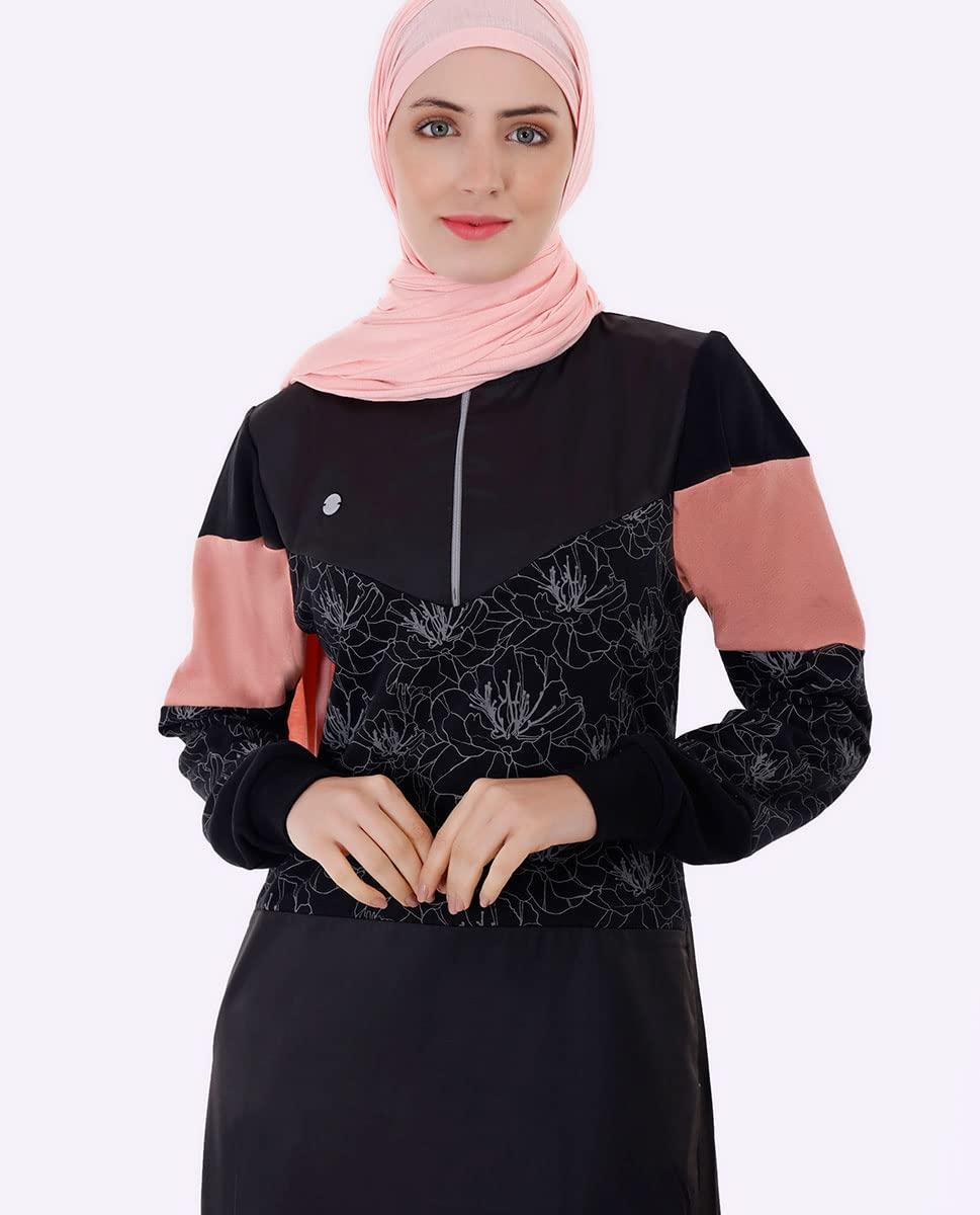 Silk Route Black Floral Print Jilbab XLarge 58 1