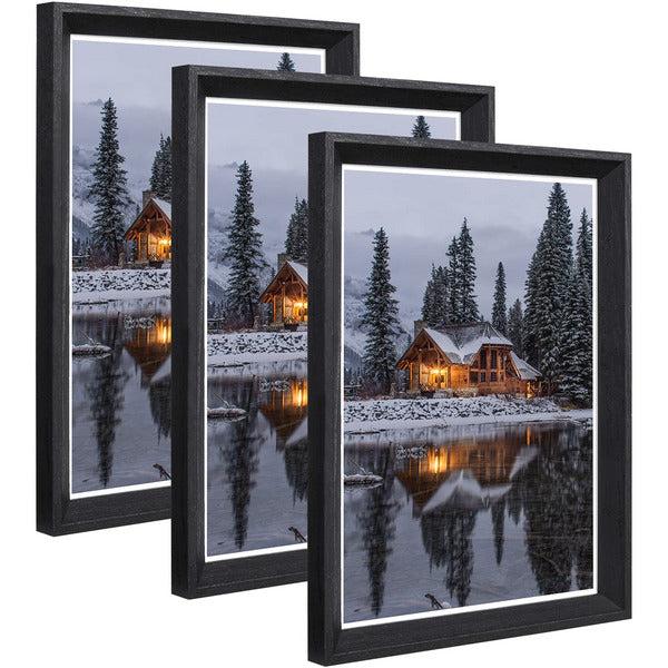 Metrekey 12x16 Black Photo Frame Set of 3 Certificate Frame Acrylic Glass Picture Frame Wooden for 40.7x30.5cm Print Poster Frames, Wall Mountable 0