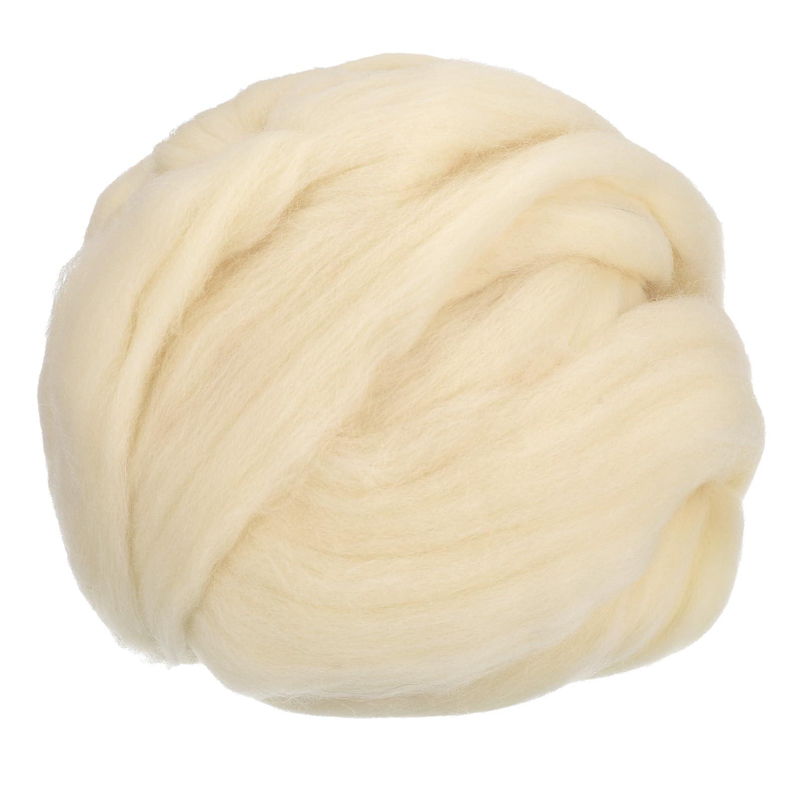 sourcing map Needle Felting Wool, 8.5 Oz Nature Fibre Wool Yarn Roving for Wet Felting, Handcrafts, DIY Materials (Light Apricot White)