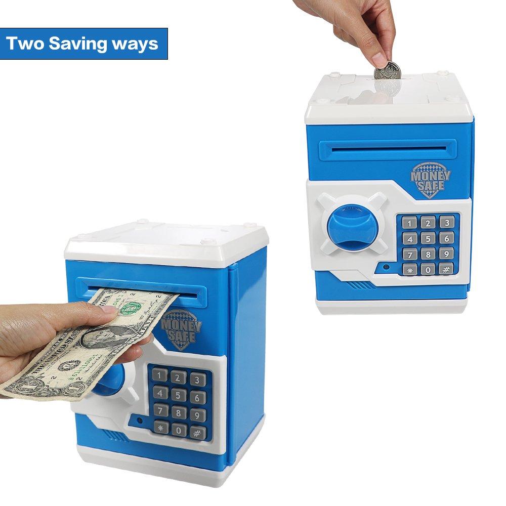 Saodom Mini Atm Piggy Bank Best Gift for kids,Money Counter Electronic Code Piggy Bank Safe Box Coin Bank for Boys Girls Password Lock Case 1