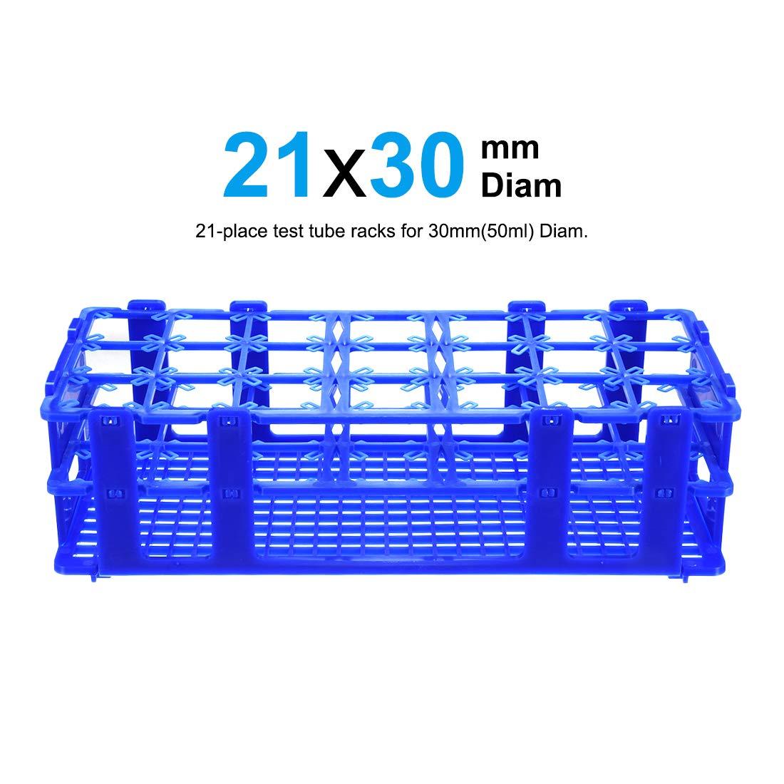 sourcing map Tube Rack Detachable Polypropylene 21-Well Blue for 50ml 1