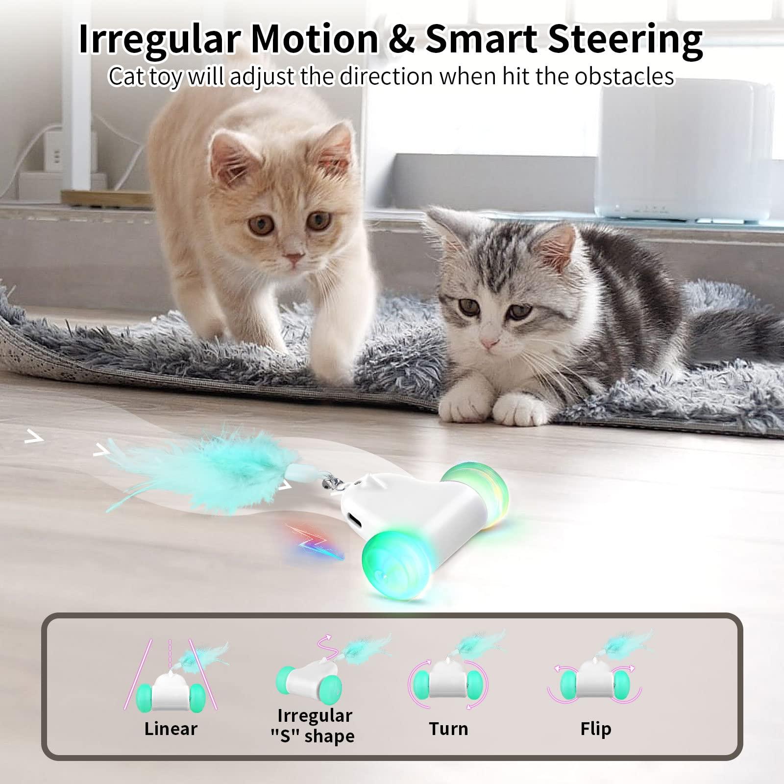 FWLWTWSS Interactive Cat Toy, Automatic Cat Toy Electric Cat Toy Adjustable Speed, Cat Toys with Intelligent Obstacle Sensor for Cat 3