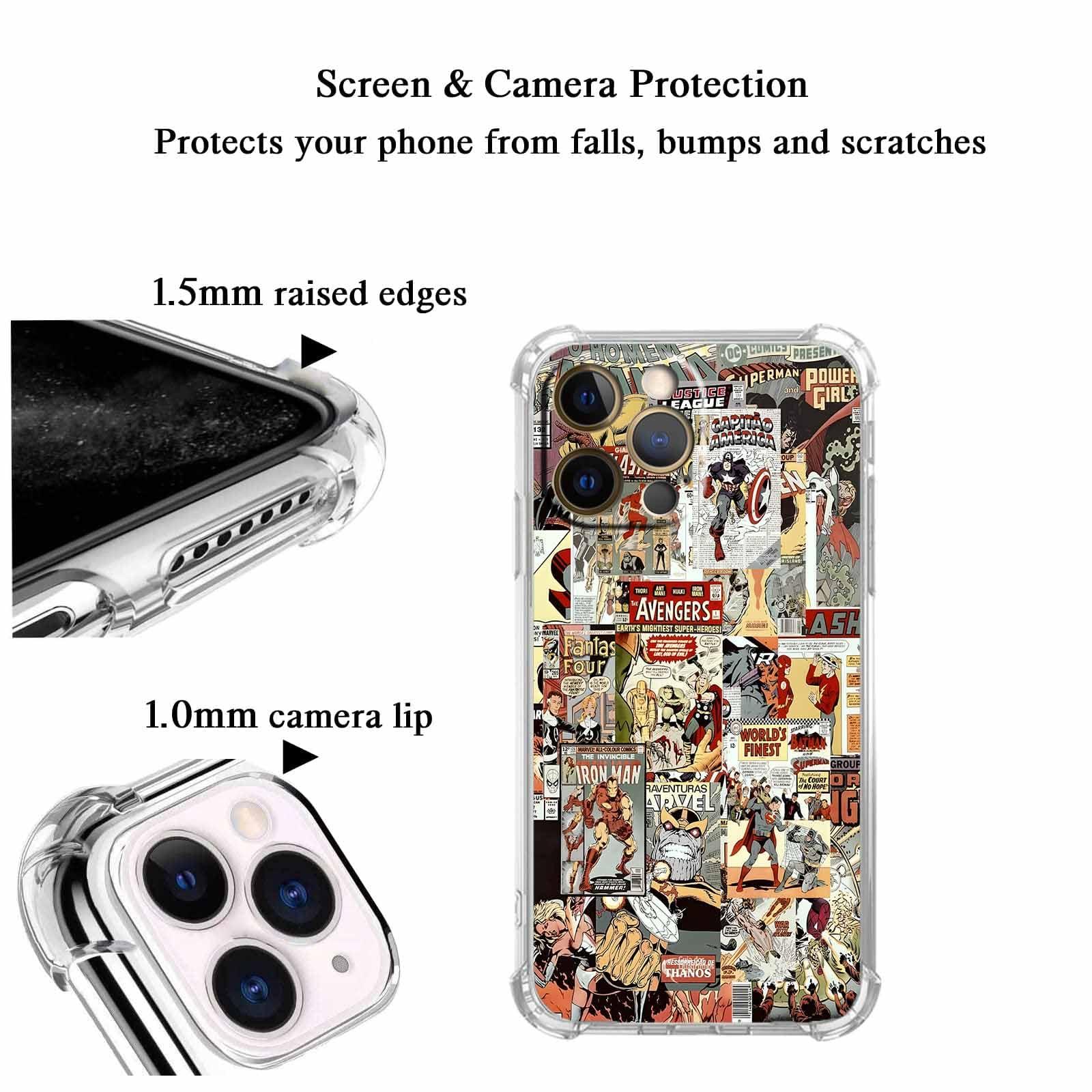 Cartoon Comic Superhero Case Compatible with iPhone 12 Pro Max, Pop Culture Art Collage Pattern Case,Soft TPU Bumper Case for iPhone 12 Pro Max 3