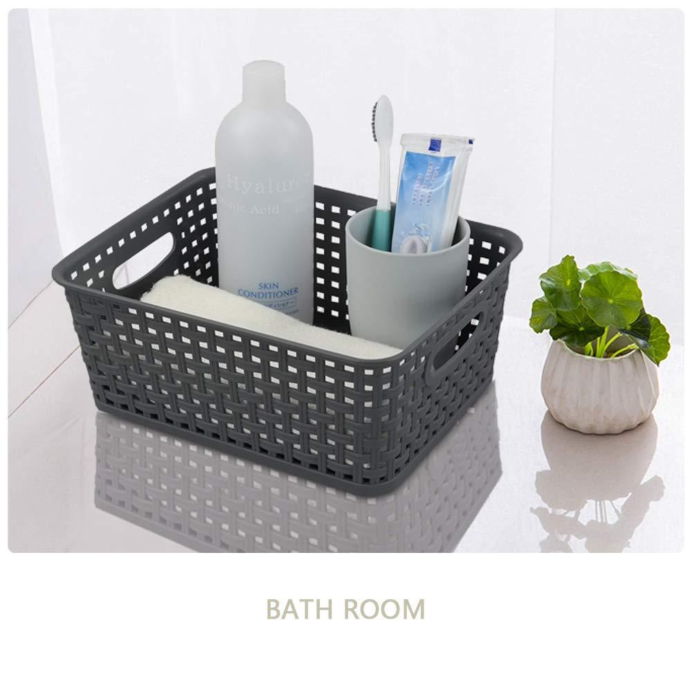 Dehouse 6-Pack Gray Plastic Storage Basket, Small Weave Basket 4