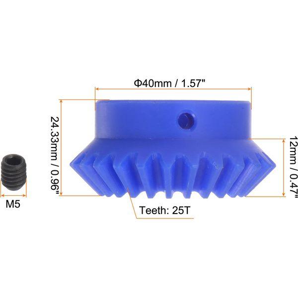 sourcing map 2.0 Modulus 25 Teeth 17mm Inner Hole Plastic Tapered Bevel Gear with Keyway 1