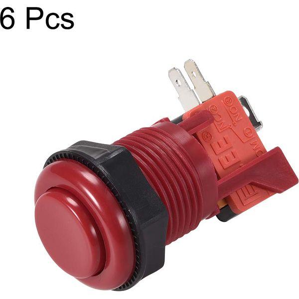 sourcing map 27mm Mounting Hole Momentary Game Push Button Switch with Micro Switch for Arcade Video Games Red 6pcs 3