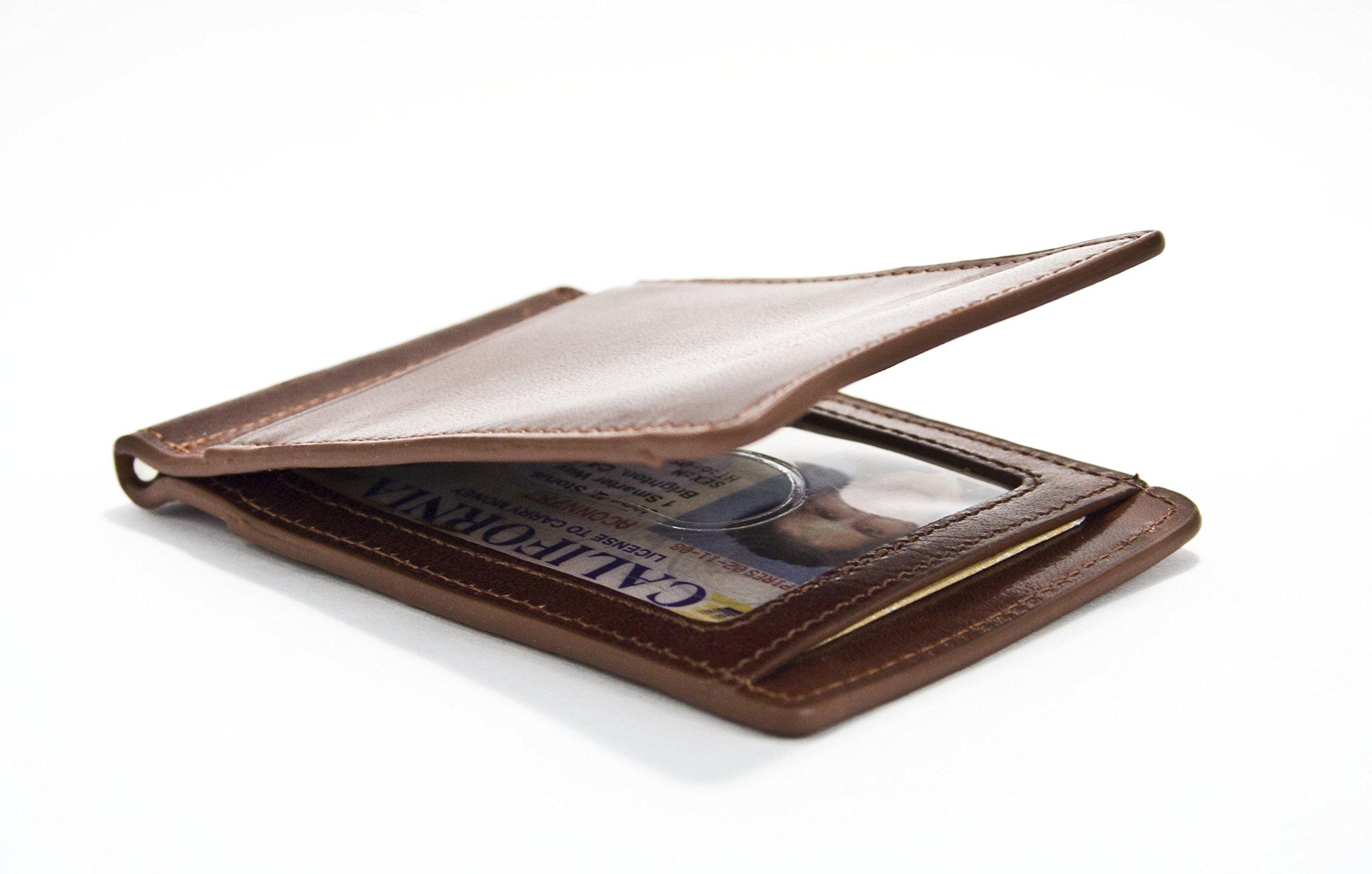 Storus Razor Wallet International Bills-Slim Wallet and Billfold-Medium Brown Color with Engraving Plate-Fine Italian Leather-Measures 3.25" Wide x 4.25" Long x 0.5" Deep (1 Piece per Box) 4