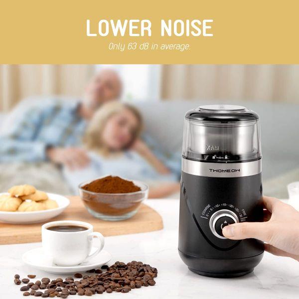 TWOMEOW Coffee Grinder, Adjustable Electric Spice Grinder with Stainless Steel Blade and Removable Grinding Cup for Coffee Beans, Nuts, Spices, Grains, Herbs 80g 4