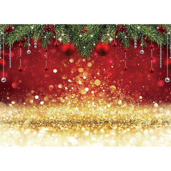 INRUI Winter Christmas Photography Backdrop Sparkle Red Merry Xmas Family Party Background (8x6FT) 3