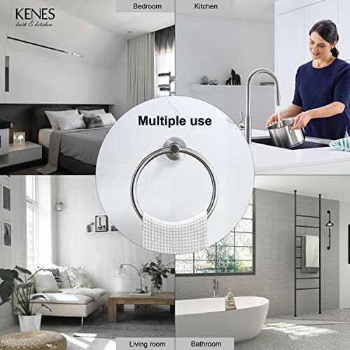 KENES Stainless Steel Bath Towel Holder Hand Towel Ring Hanging Towel Hanger Bathroom Accessories Round Towel Holder for Bathroom Hanging Towel Hanger Bathroom Accessories Contemporary Hotel Style 3