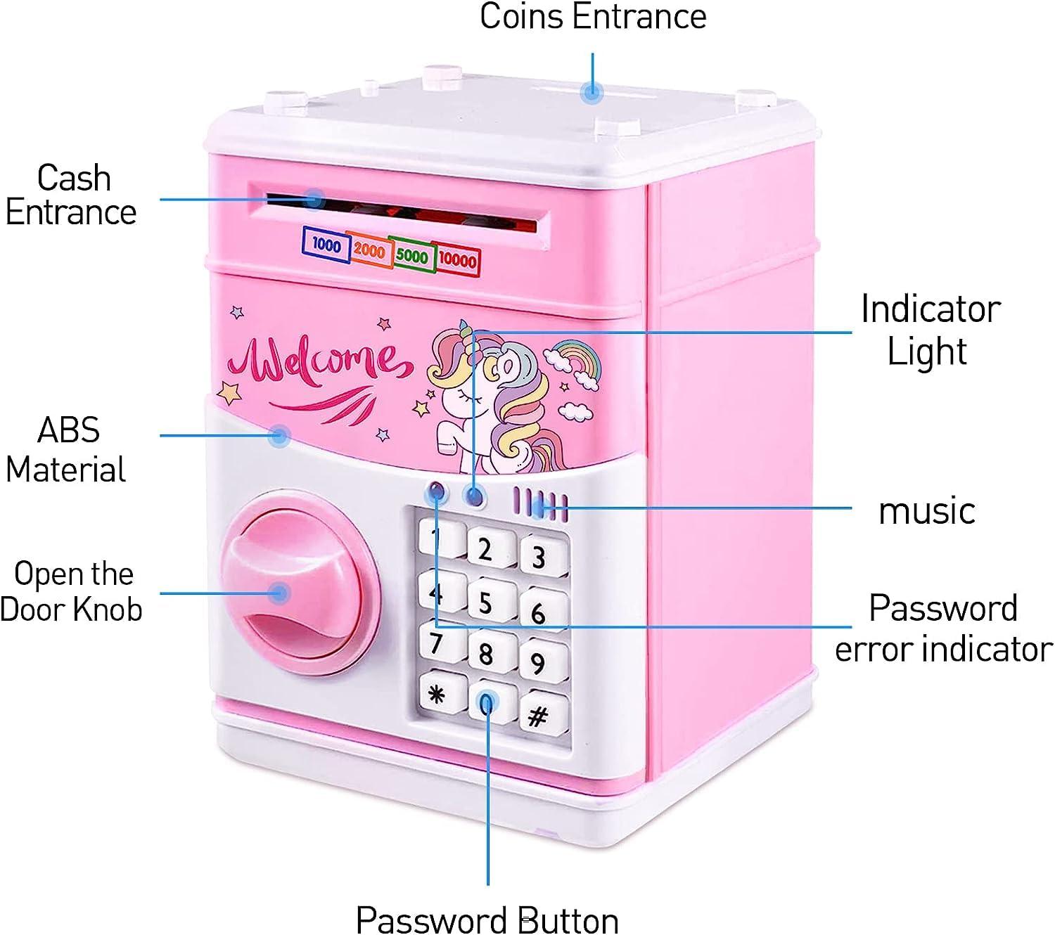 Piggy Bank for Kids, Money Bank Electronic ATM Coin Cash Auto Scroll Money Saving Bank with Password for Girls Boys 2