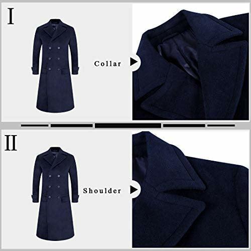 APTRO Mens Wool Coats Long Coats Thick Winter Jacket Elegant Outwear 80% Wool Trench Coat 1818 Navy L 1