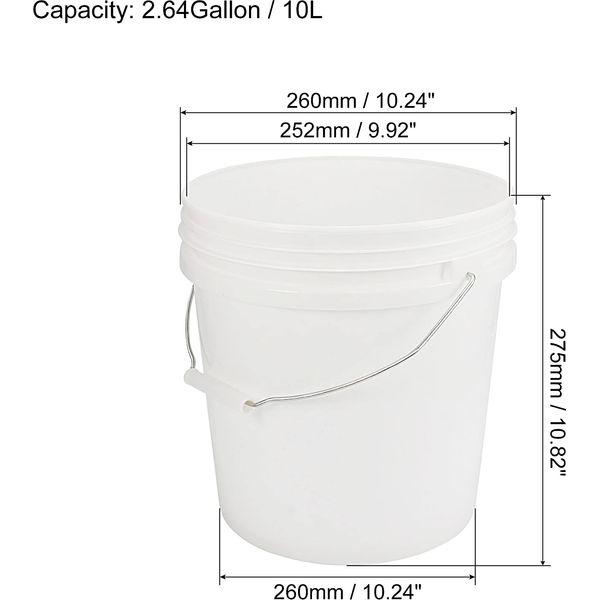 sourcing map Plastic Paint Pail Multipurpose Container 2.64Gallon/10L Paint Can Metal Handle and Lid, White 1