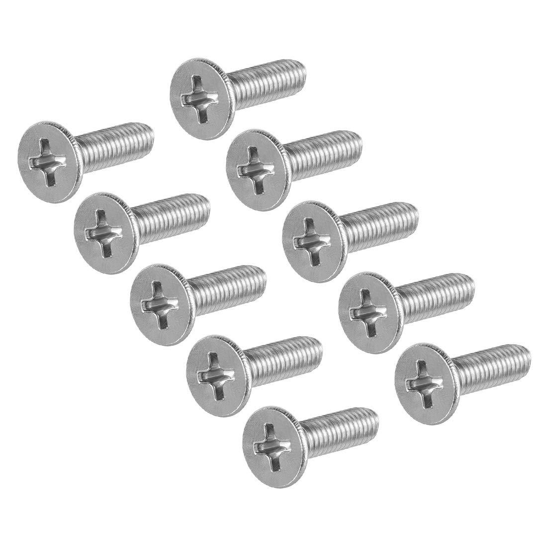 sourcing map M4x14mm Flat Head Machine Screws, Phillips Cross Screw, 304 Stainless Steel, Fasteners Bolts 50Pcs 0