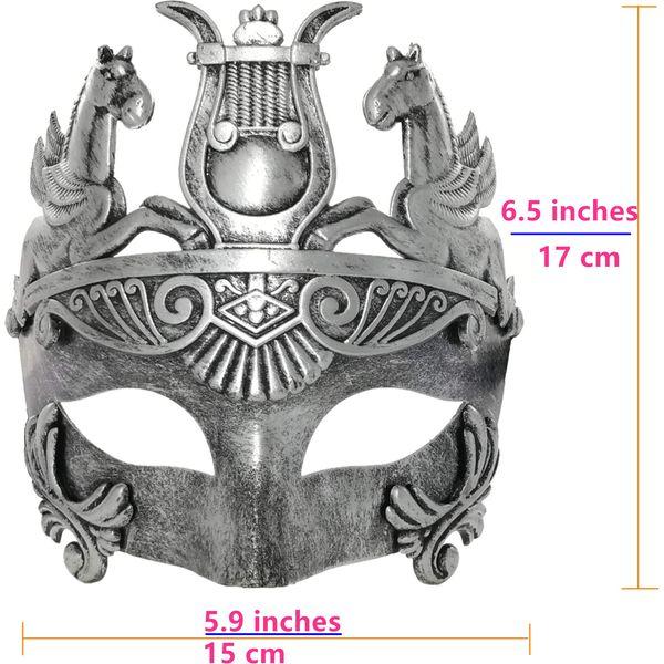 Ubauta Silver Ancient Greek Spartan Warrior Roman Gladiator Mask, For Masquerade Costume Party/Mardi Gras/Phantom Of The Opera/Ball 3
