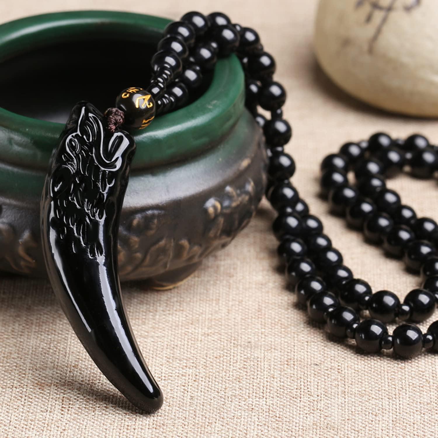 Soulnioi Creatice Irregular Black Meteorite Stone Candle Aromatherapy DIY Handmade Candles and 1pc Obsidian Wolf Tooth Beaded Necklace 1