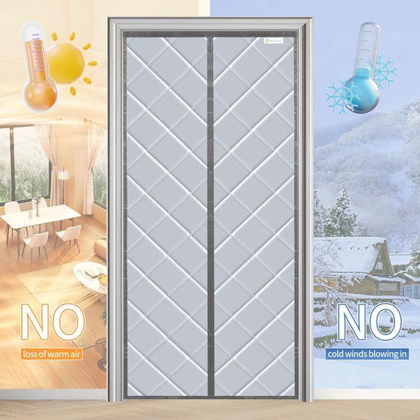 Magnetic Thermal Insulated Door Curtain 90 X 210 CM, Well Made for Living Room, Easy to Install, Keeps The Heat Much Warmer for Your Family, Gray 1