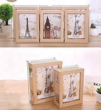 Xshelley retro home jewelry gifts, 3 frame double folding frame, double-sided photo frame 180 degree rotation, creative photography studio/Album (5X7) 3