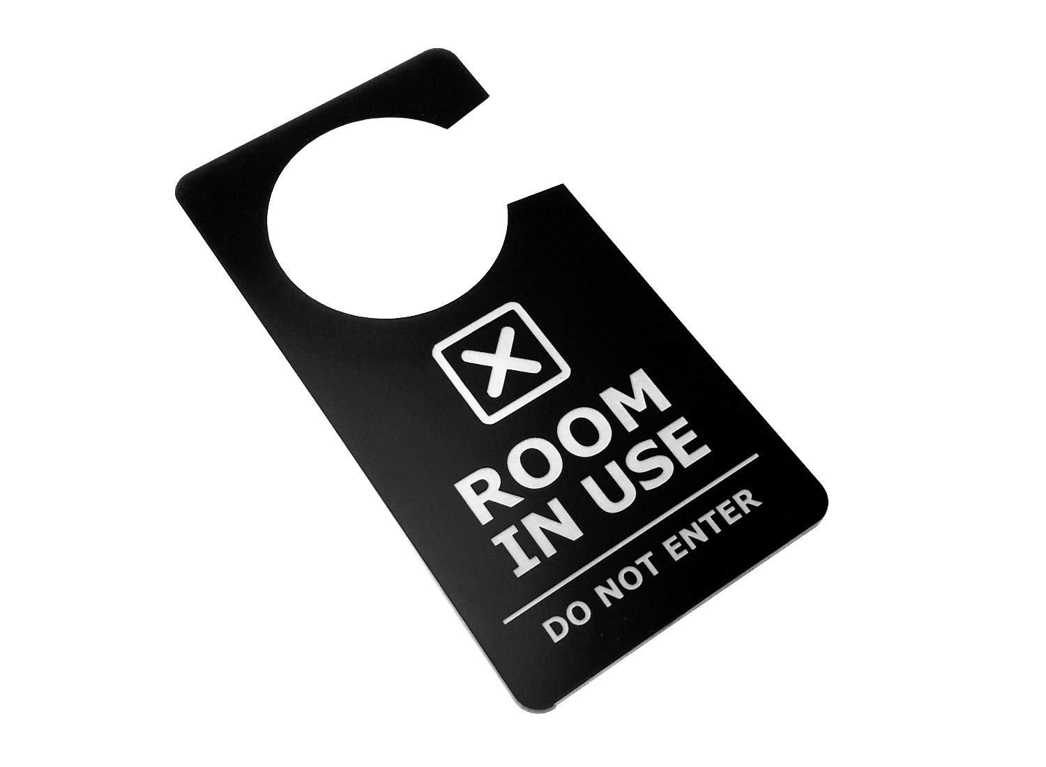 OriginDesigned Stunning Contemporary Bold Black and White Room In Use Room Vacant Door Hanger Sign for Hotels, B&Bs and Lodges Double Sided 3mm Black and White Acrylic
