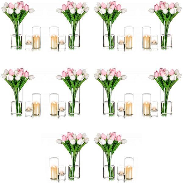 Romadedi Hurricane Candle Holders Glass - Set of 3 Flower Vase For Pillar Floating Votive Candles Flower Vase Wedding Table Centerpiece Decorations Living Room Home Decor 1